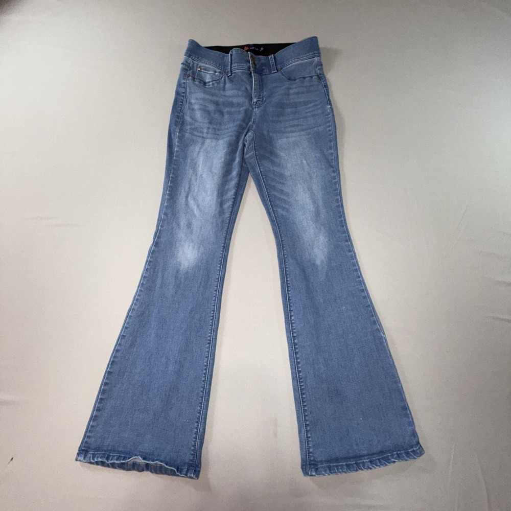 Indigo Poppy Flare Leg Jeans Women's Size 12 Medium Wash Mid Rise Blue 32x31